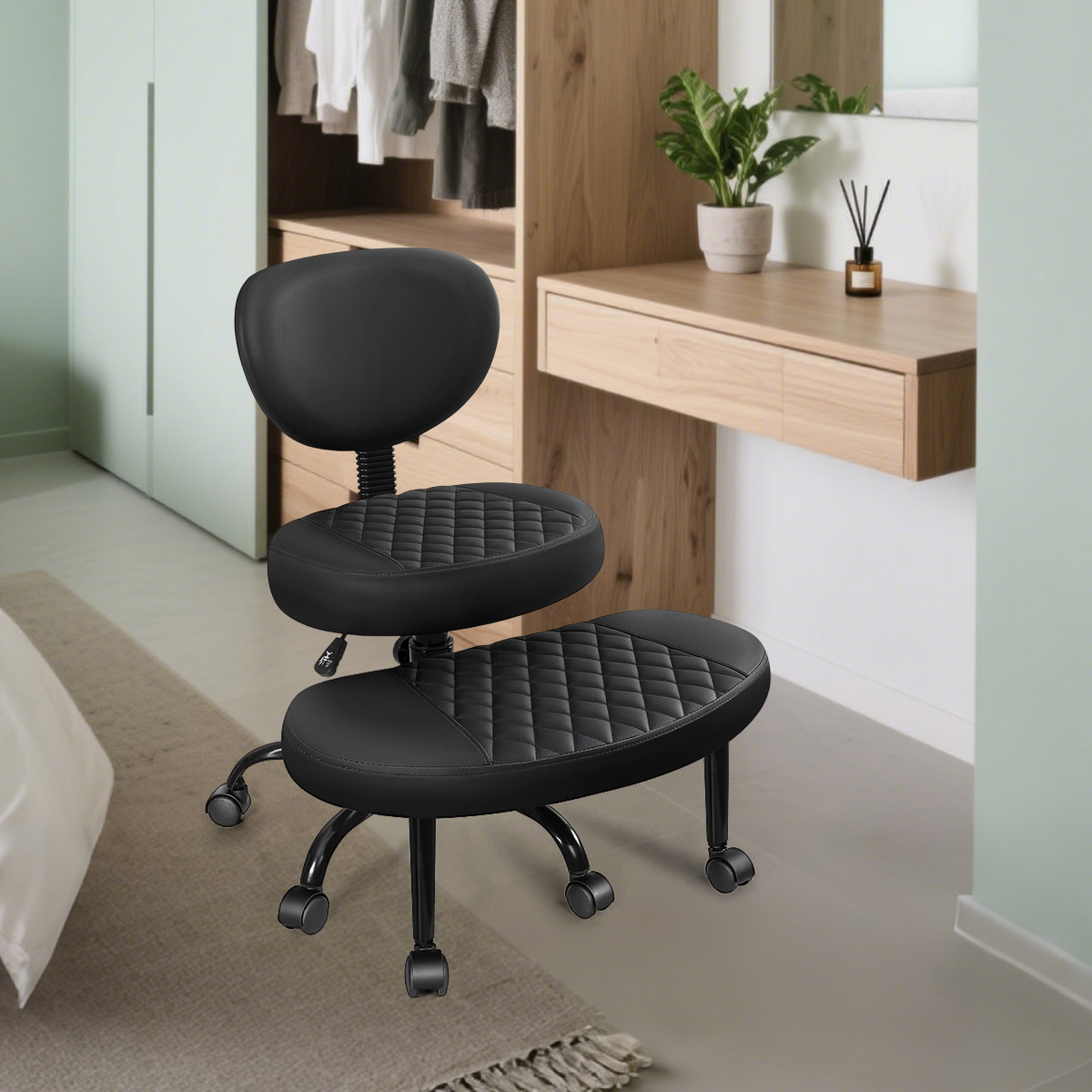 Ergonómiai kereszt-lábú irodai szék 360 ° -os forgó lábtámlával és állítható magassággal